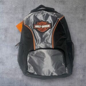 Harley-Davidson Bar & Shield Logo Patch Backpack Black Gray Orange School Travel